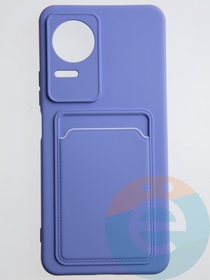 Накладка Soft touch с кармашком для Poco F4 сиреневая - фото 55232