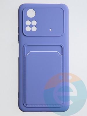 Накладка Soft touch с кармашком для Poco M4 Pro 5G сиреневая - фото 55247