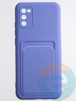 Накладка Soft touch с кармашком для Samsung Galaxy A02S сиреневая - фото 55253