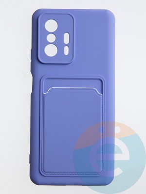 Накладка Soft touch с кармашком для Xiaomi Mi 11T сиреневая - фото 55040