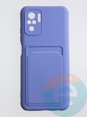 Накладка Soft touch с кармашком для Xiaomi Redmi Note 10 4G/Poco M5S сиреневая - фото 55042