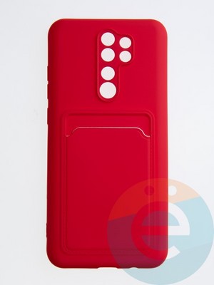 Накладка Soft touch с кармашком для Xiaomi Redmi Note 8 Pro красная - фото 55047