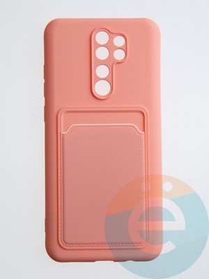 Накладка Soft touch с кармашком для Xiaomi Redmi Note 8 Pro розовая - фото 55050