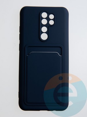 Накладка Soft touch с кармашком для Xiaomi Redmi Note 8 Pro синяя - фото 55054