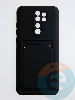 Накладка Soft touch с кармашком для Xiaomi Redmi Note 8 Pro черная - фото 55266