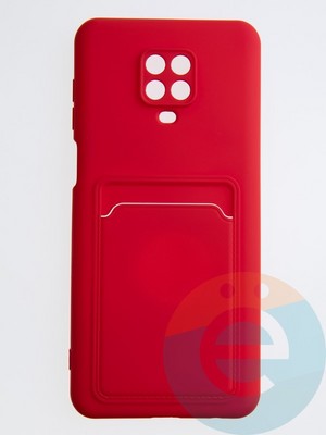 Накладка Soft touch с кармашком для Xiaomi Redmi Note 9 Pro/9S красная - фото 55268