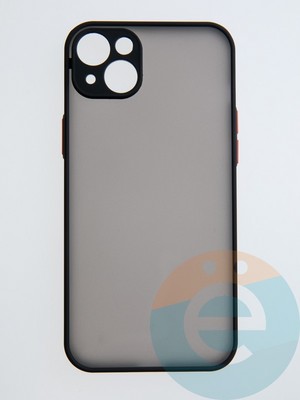 Накладка пластиковая с силиконовой окантовкой с защищенной камерой для iPhone 14 Plus черная - фото 55292