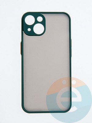 Накладка пластиковая с силиконовой окантовкой с защищенной камерой для iPhone 14 зеленая - фото 55329