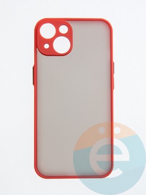 Накладка пластиковая с силиконовой окантовкой с защищенной камерой для iPhone 14 красная - фото 55332