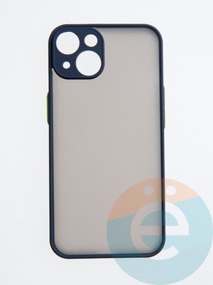 Накладка пластиковая с силиконовой окантовкой с защищенной камерой для iPhone 14 синяя - фото 55335