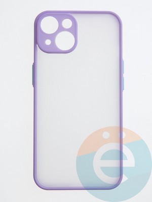 Накладка пластиковая с силиконовой окантовкой с защищенной камерой для iPhone 14 сиреневая - фото 55354