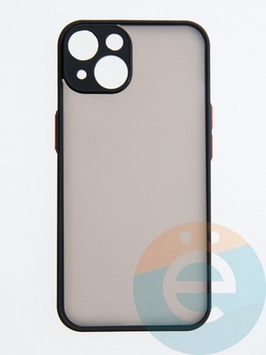 Накладка пластиковая с силиконовой окантовкой с защищенной камерой для iPhone 14 черная - фото 55360