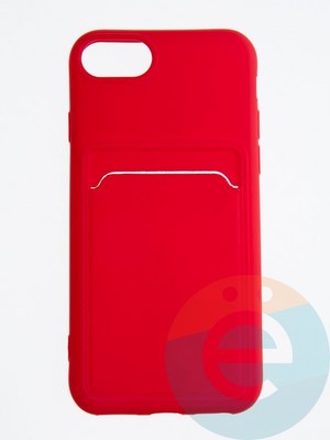 Накладка Soft touch с кармашком для Apple iPhone 6/7/8/SE 2020 красная - фото 55847