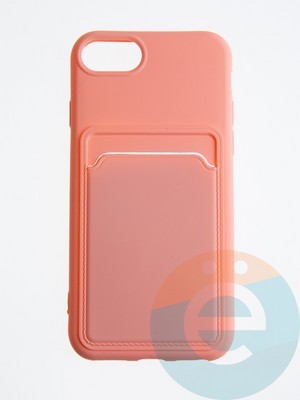 Накладка Soft touch с кармашком для Apple iPhone 6/7/8/SE 2020 розовая - фото 55851