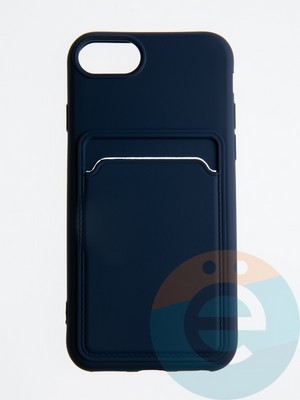 Накладка Soft touch с кармашком для Apple iPhone 6/7/8/SE 2020 синяя - фото 55855