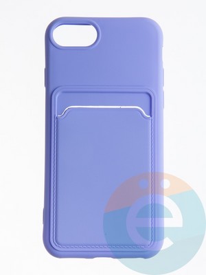 Накладка Soft touch с кармашком для Apple iPhone 6/7/8/SE 2020 сиреневая - фото 55859