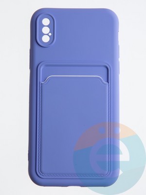 Накладка Soft touch с кармашком для Apple iPhone X/XS сиреневая - фото 55877