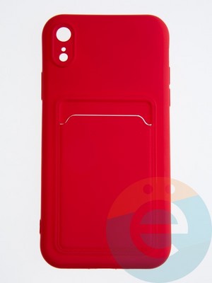 Накладка Soft touch с кармашком для Apple iPhone XR красная - фото 55885