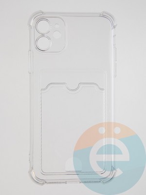 Накладка силиконовая с кардхолдером и усиленными углами для Apple iPhone 11 прозрачная - фото 55909