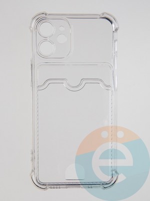 Накладка силиконовая с кардхолдером и усиленными углами для Apple iPhone 12 Mini прозрачная - фото 55912