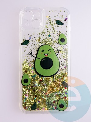 Накладка Переливашка на Apple iPhone 14 Plus авокадо - фото 56074