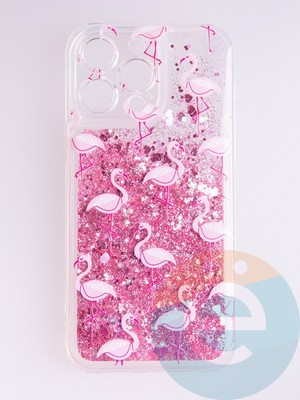 Накладка Переливашка на Apple iPhone 14 Pro Max фламинго - фото 56102