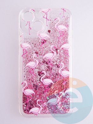 Накладка Переливашка на Apple iPhone 14 фламинго - фото 56130
