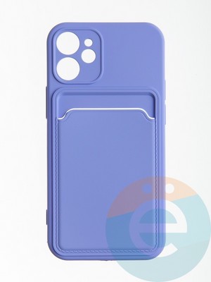 Накладка Soft touch с кармашком для Apple iPhone 12 Mini сиреневая - фото 56658