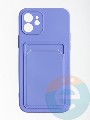 Накладка Soft touch с кармашком для Apple iPhone 12 сиреневая - фото 56661