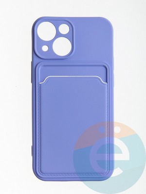 Накладка Soft touch с кармашком для Apple iPhone 13 Mini сиреневая - фото 56663