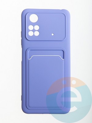 Накладка Soft touch с кармашком для Poco M4 Pro 4G сиреневая - фото 56669