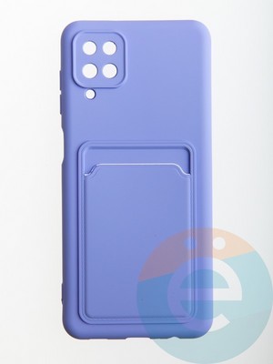 Накладка Soft touch с кармашком для Samsung Galaxy A12 сиреневая - фото 56671