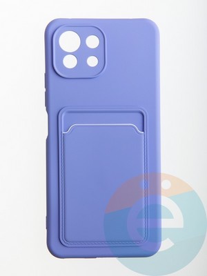 Накладка Soft touch с кармашком для Xiaomi Mi 11 Lite сиреневая - фото 56689