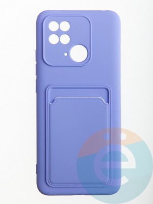 Накладка Soft touch с кармашком для Xiaomi Redmi 10C/Poco C40 сиреневая - фото 56693