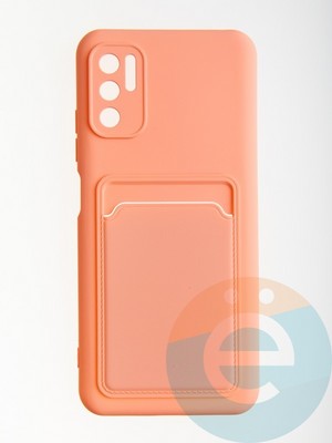 Накладка Soft touch с кармашком для Xiaomi Redmi Note 10 5G/Poco M3 Pro розовая - фото 56701