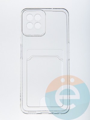 Накладка силиконовая с кардхолдером для Realme 8i прозрачная - фото 56754