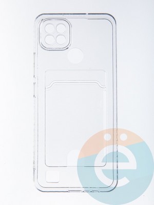 Накладка силиконовая с кардхолдером для Realme C21 2021 прозрачная - фото 56762