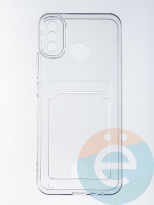 Накладка силиконовая с кардхолдером для Tecno Spark 6 GO прозрачная - фото 56792