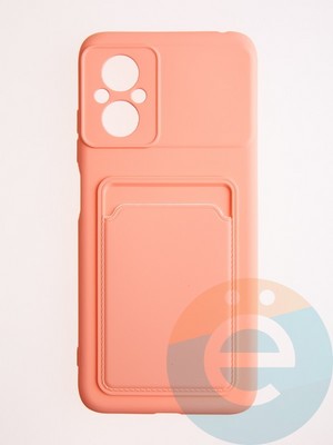 Накладка Soft touch с кармашком для Poco M5 розовая - фото 57013