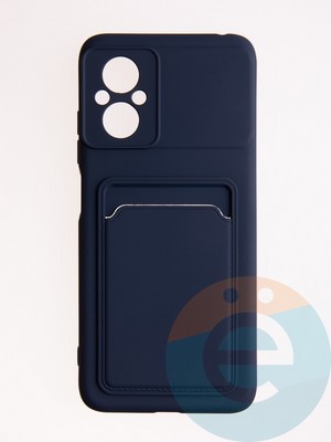 Накладка Soft touch с кармашком для Poco M5 синяя - фото 57014