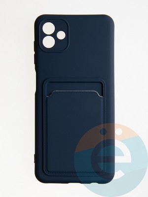 Накладка Soft touch с кармашком для Samsung Galaxy A04 синяя - фото 57019