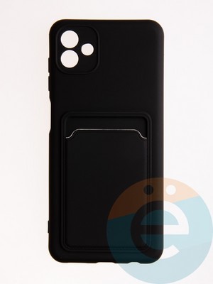 Накладка Soft touch с кармашком для Samsung Galaxy A04 черная - фото 57021