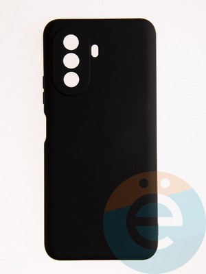 Накладка Silicone Cover (без логотипа, с защитой камеры) для Huawei Nova Y70 черная - фото 57040