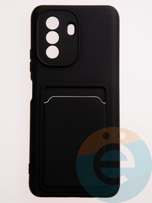 Накладка Soft touch с кармашком для Huawei Nova Y70 черная - фото 57808
