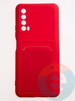 Накладка Soft touch с кармашком для Huawei P Smart 2021 красная - фото 57812