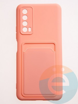 Накладка Soft touch с кармашком для Huawei P Smart 2021 розовая - фото 57814