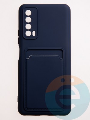 Накладка Soft touch с кармашком для Huawei P Smart 2021 синяя - фото 57817