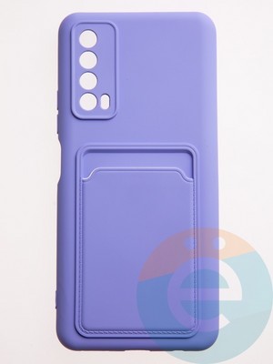 Накладка Soft touch с кармашком для Huawei P Smart 2021 сиреневая - фото 57819