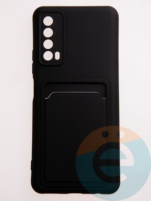 Накладка Soft touch с кармашком для Huawei P Smart 2021 черная - фото 57821