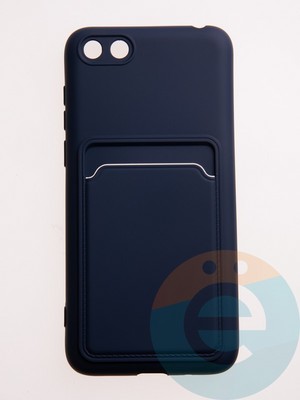 Накладка Soft touch с кармашком для Huawei Y5 2018/Honor 7A синяя - фото 57842